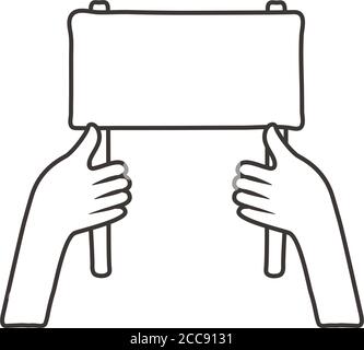 mani umane che protestano con l'icona stile banner grafico vettoriale design Illustrazione Vettoriale