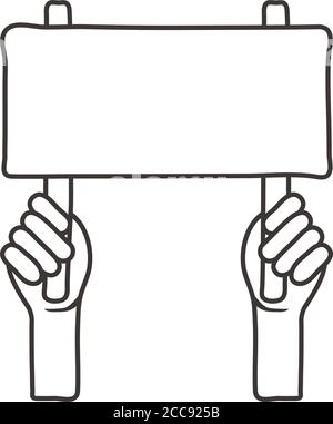 afro mani umani protestando con vettore di icone stile banner disegno dell'illustrazione Illustrazione Vettoriale