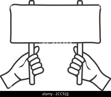 mani umane che protestano con l'icona stile banner grafico vettoriale design Illustrazione Vettoriale