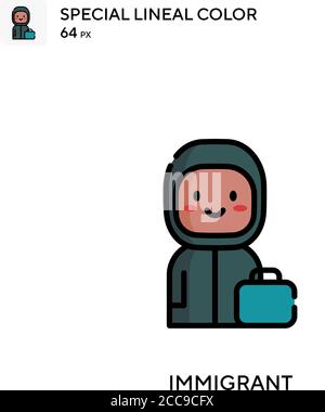 Immigrant icona vettore colore lineare speciale. Modello di disegno simbolo illustrazione per elemento dell'interfaccia utente Web mobile. Illustrazione Vettoriale