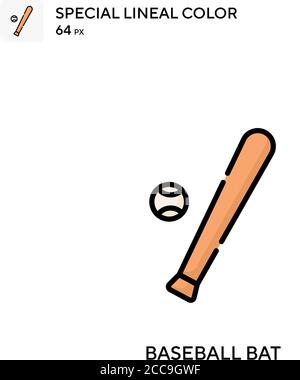 Baseball BAT icona vettore colore lineare speciale. Modello di disegno simbolo illustrazione per elemento dell'interfaccia utente Web mobile. Illustrazione Vettoriale