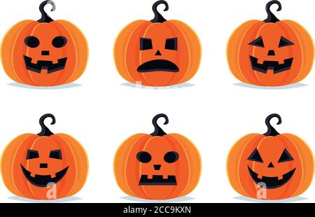 Zucche di Halloween, jack spooky o collezione di lanterna Illustrazione Vettoriale