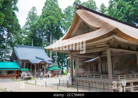 Iwate, Giappone - Teatro Noh al Santuario di Hakusan-Jinja a Hiraizumi, Iwate, Giappone. Fa parte di importanti beni culturali del Giappone. Foto Stock