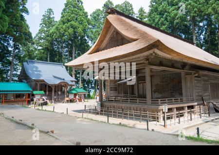 Iwate, Giappone - Teatro Noh al Santuario di Hakusan-Jinja a Hiraizumi, Iwate, Giappone. Fa parte di importanti beni culturali del Giappone. Foto Stock