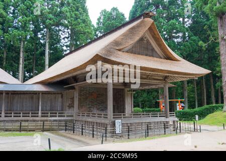 Iwate, Giappone - Teatro Noh al Santuario di Hakusan-Jinja a Hiraizumi, Iwate, Giappone. Fa parte di importanti beni culturali del Giappone. Foto Stock