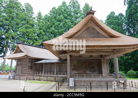 Iwate, Giappone - Teatro Noh al Santuario di Hakusan-Jinja a Hiraizumi, Iwate, Giappone. Fa parte di importanti beni culturali del Giappone. Foto Stock