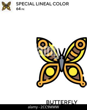 Farfalla icona vettore colore lineare speciale. Modello di disegno simbolo illustrazione per elemento dell'interfaccia utente Web mobile. Illustrazione Vettoriale