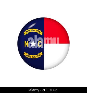 Bandiera icona della Carolina del Nord . Indicatore lucido rotondo. Illustrazione vettoriale. EPS 10 Illustrazione Vettoriale