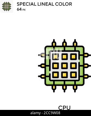 Icona vettore colore lineare speciale CPU. Modello di disegno simbolo illustrazione per elemento dell'interfaccia utente Web mobile. Illustrazione Vettoriale