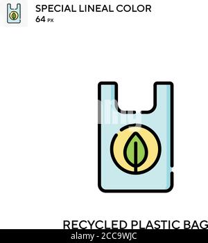 Sacchetto di plastica riciclato icona vettore colore lineo speciale. Modello di disegno simbolo illustrazione per elemento dell'interfaccia utente Web mobile. Illustrazione Vettoriale
