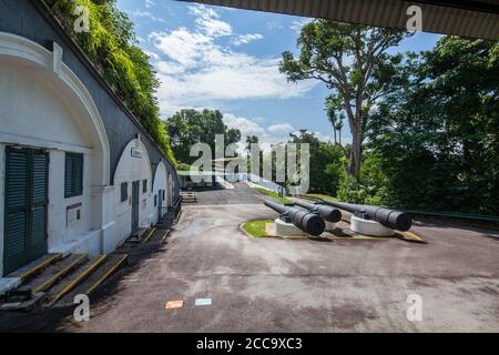 Area all'aperto di Fort Siloso Square, Sentosa, Singapore. Foto Stock