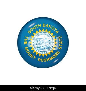 Bandiera icona del South Dakota . Indicatore lucido rotondo. Illustrazione vettoriale. EPS 10 Illustrazione Vettoriale