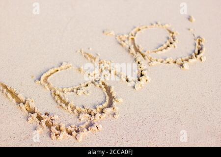 L'iscrizione sulla costa, la parola amore Foto Stock