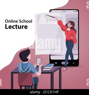 Vettore di concetto della lezione scolastica in linea Illustrazione Vettoriale