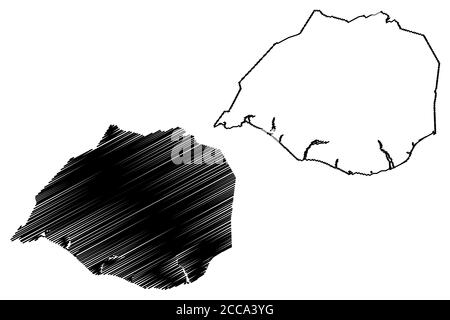 Regione meridionale (isola d'Islanda, regioni d'Islanda) mappa vettoriale illustrazione, schizzo scrimolo mappa Suourland Illustrazione Vettoriale