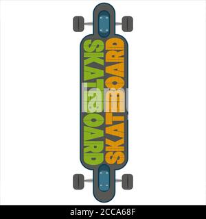 Grafica vettoriale Longboard (Skateboard) su sfondo bianco Illustrazione Vettoriale