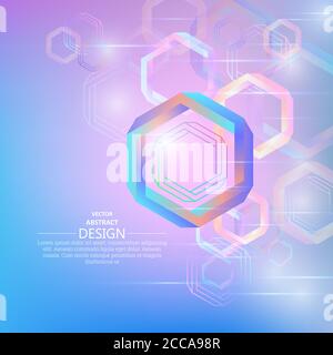 Luminoso sfondo astratto dagli esagoni. Cifre impossibili. Concetto di irrealtà. Inganno ottico. Infinito di spazio. Illustrazione vettoriale. Illustrazione Vettoriale