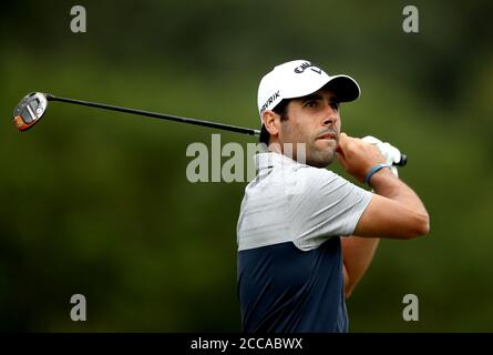 Adrian Otaegui in Spagna durante il giorno uno degli ISP Hana Wales Open al Celtic Manor Resort. Foto Stock