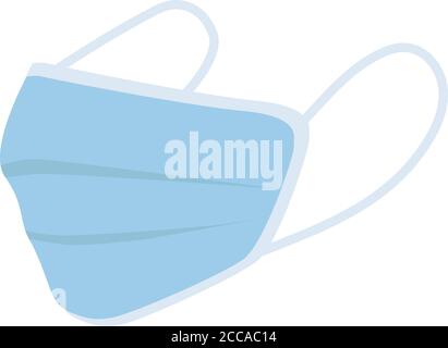 Maschera medica o chirurgica blu su sfondo bianco. Corona, inquinamento e protezione da virus. Illustrazione vettoriale Illustrazione Vettoriale