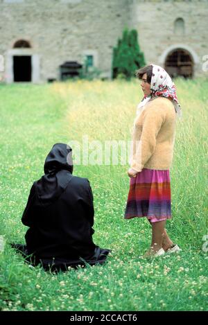 Romania, Bucovine, la Chiesa di San Giorgio al Monastero di Voronet. Foto Stock