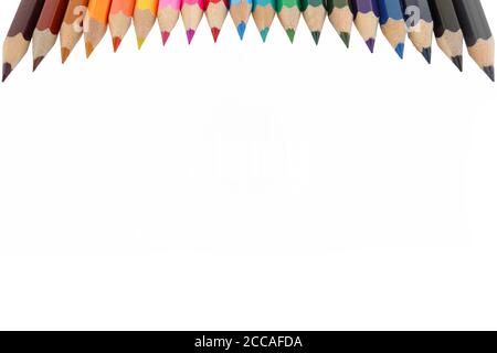 Arco di matite colorate bordo superiore con spazio di copia Foto Stock