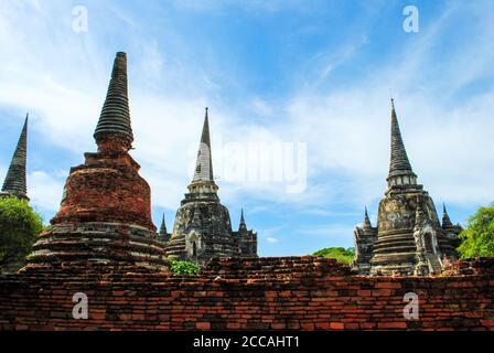 Rovine del tempio ad Ayutthaya Foto Stock