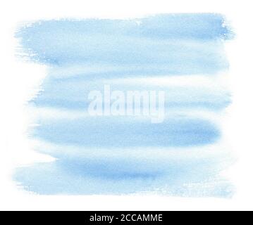 Strisce acquerello blu isolate su carta a trama bianca. Illustrazione per copertina disegno, etichetta. Illustrazione di nozze Foto Stock