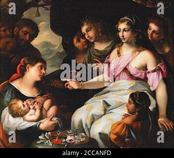 Il ritrovamento di Mosè. Museo: COLLEZIONE PRIVATA. Autore: ELISABETTA SIRANI. Foto Stock