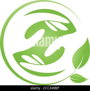 Mani, foglie, naturopata, benessere, logo Illustrazione Vettoriale