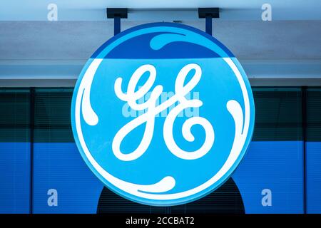 Logo e firma GE Digital presso la sede centrale di Silicon Valley. GE Digital è una consociata della multinazionale americana gene Foto Stock