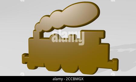 LOCOMOTIVA TRAIN 3D icona di fusione ombra, illustrazione 3D Foto Stock