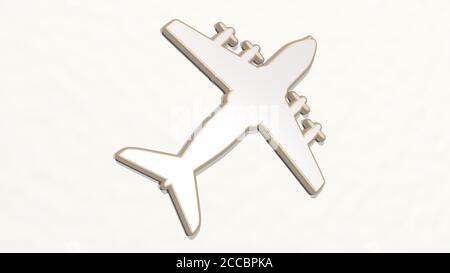 Icona disegno 3D AEREO VOLANTE, illustrazione 3D Foto Stock