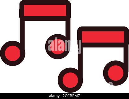 disegno di illustrazione vettoriale stile di righe e riempimenti di note musicali Illustrazione Vettoriale