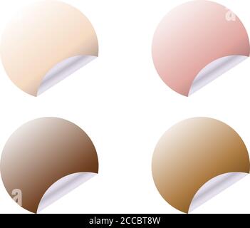 Adesivi rotondi con bordo arricciato in diverse varianti di colori isolati su sfondo bianco Illustrazione Vettoriale