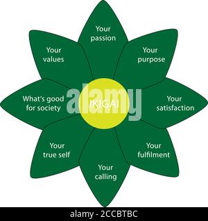 Schema di ikigai giapponese concetto. Illustrazione Vettoriale Illustrazione Vettoriale
