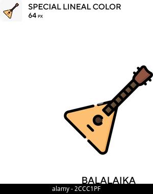 Balalaika icona colore lineare speciale. Modello di disegno simbolo illustrazione per elemento dell'interfaccia utente Web mobile. Pittogramma moderno a colori perfetto su tratti modificabili. Illustrazione Vettoriale