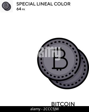 Bitcoin icona colore lineare speciale. Modello di disegno simbolo illustrazione per elemento dell'interfaccia utente Web mobile. Pittogramma moderno a colori perfetto su tratti modificabili. Illustrazione Vettoriale