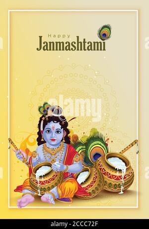 Dahi handi festival di Shree Krishna janmashtami Illustrazione Vettoriale
