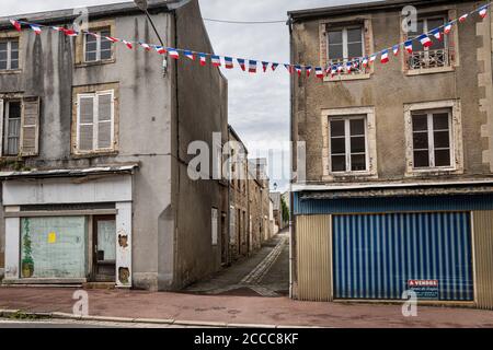 Chiuso negozi a Saint-Sauveur-le-Vicomte, Manica, Normandia Foto Stock