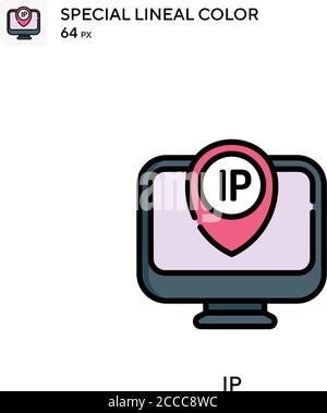 Icona colore lineare speciale IP. Modello di disegno simbolo illustrazione per elemento dell'interfaccia utente Web mobile. Pittogramma moderno a colori perfetto su tratti modificabili. Illustrazione Vettoriale