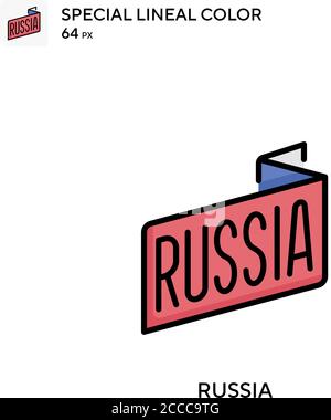 Russia icona di colore lineare speciale. Modello di disegno simbolo illustrazione per elemento dell'interfaccia utente Web mobile. Pittogramma moderno a colori perfetto su tratti modificabili. Illustrazione Vettoriale