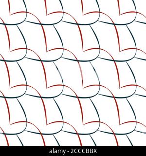 Motivo senza cuciture con linee curve rosse e verdi. Illustrazione Vettoriale