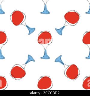 Motivo senza cuciture con bicchiere di vino rosso Illustrazione Vettoriale