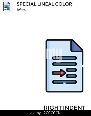 Rientranza a destra icona colore lineare speciale. Modello di disegno simbolo illustrazione per elemento dell'interfaccia utente Web mobile. Pittogramma moderno a colori perfetto su stro modificabile Illustrazione Vettoriale