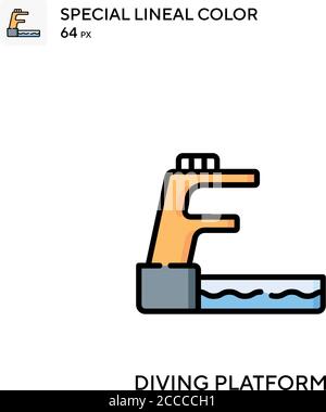 Piattaforma subacquea icona di colore lineare speciale. Modello di disegno simbolo illustrazione per elemento dell'interfaccia utente Web mobile. Pittogramma moderno a colori perfetto su modificabili Illustrazione Vettoriale