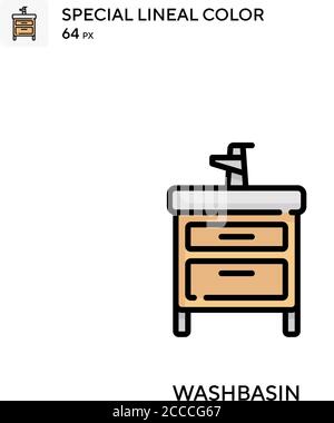 Lavabo icona di colore lineo speciale. Modello di disegno simbolo illustrazione per elemento dell'interfaccia utente Web mobile. Pittogramma moderno a colori perfetto su tratti modificabili. Illustrazione Vettoriale