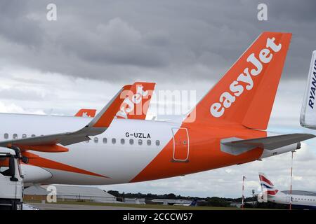 EasyJet Aircraft sui loro stand presso l'aeroporto Southend di Londra Essex REGNO UNITO Foto Stock