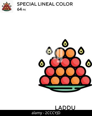 Laddu icona colore lineare speciale. Modello di disegno simbolo illustrazione per elemento dell'interfaccia utente Web mobile. Pittogramma moderno a colori perfetto su tratti modificabili. Illustrazione Vettoriale