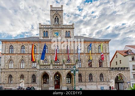 Weimar Marketplace, Municipio; Rathaus marktplatz Foto Stock