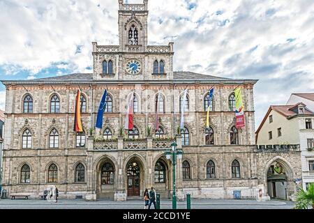 Weimar Marketplace, Municipio; Rathaus marktplatz Foto Stock